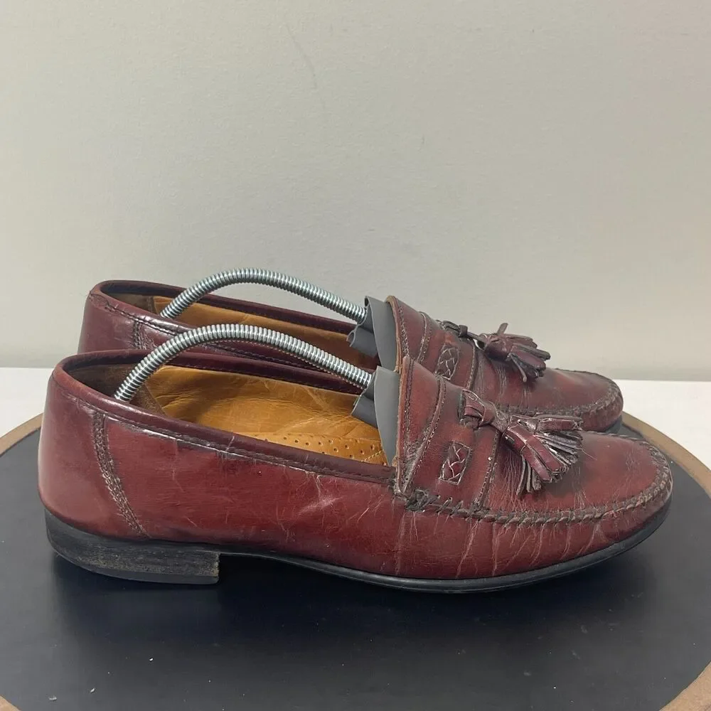 Florsheim Mens Tassel Loafers Burgundy Leather Made in Italy 10‎ D Dress Shoe
